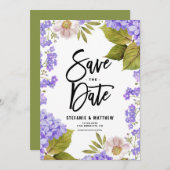 Wasserfarben Lavender Hydrangea Floral Save The Date (Vorne/Hinten)
