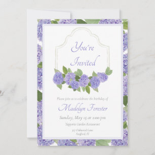 Wasserfarben Lavender Hydrangea Geburtstag Einladung