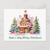 Wasserfarben-Lebkuchen hinzufügen Feiertagspostkarte (Vorderseite)