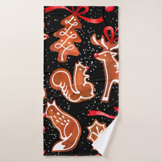 Wasserfarben-Lebkuchen-Muster Badehandtuch (Badehandtuch)