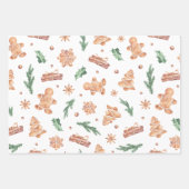 Wasserfarben-Lebkuchen Weihnachten Geschenkpapier Set (Vorderseite)