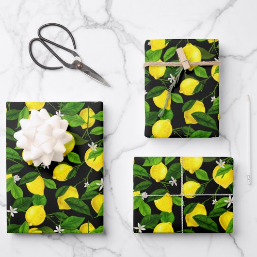 Wasserfarben-Lemon 2 Geschenkpapier Set (Vorderseite)