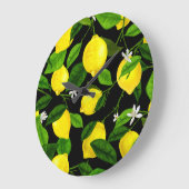 Wasserfarben-Lemon 2 Große Wanduhr (Winkel)