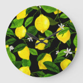 Wasserfarben-Lemon 2 Große Wanduhr (Vorderseite)