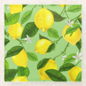 Wasserfarben-Lemon 3 Glasuntersetzer (Vorderseite)