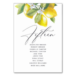 Wasserfarben-Lemon-Blossom-Sitekartenzahl Tischnummer