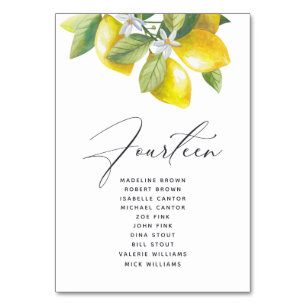 Wasserfarben-Lemon-Blossom-Sitekartenzahl Tischnummer