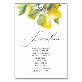Wasserfarben-Lemon-Blossom-Sitekartenzahl Tischnummer