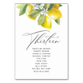 Wasserfarben-Lemon-Blossom-Sitekartenzahl Tischnummer (Rückseite)