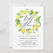 Wasserfarben Lemon Blossom Wreath Babydusche Einladung (Vorderseite)