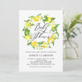Wasserfarben Lemon Blossom Wreath Babydusche Einladung (Stehend Vorderseite)