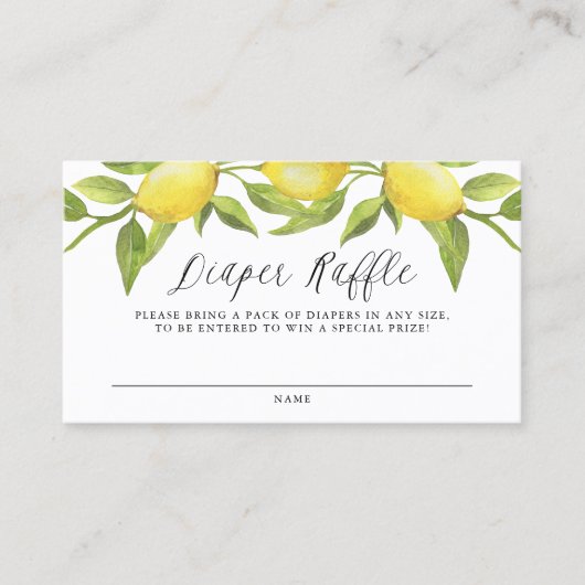 Wasserfarben Lemon Greenerenery Diaper Raffle Card Visitenkarte (Vorderseite)