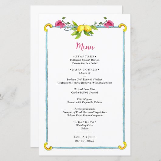 Wasserfarben-Lemon-Mittelmeer-Hochzeit (Vorne/Hinten)