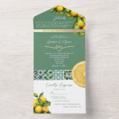 Wasserfarben-Lemon-Mittelmeer-Hochzeit All In One Einladung (Innen Boden)