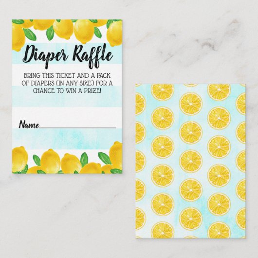 Wasserfarben Lemon Tree Babydusche Windelwindeln Begleitkarte (Vorne/Hinten)