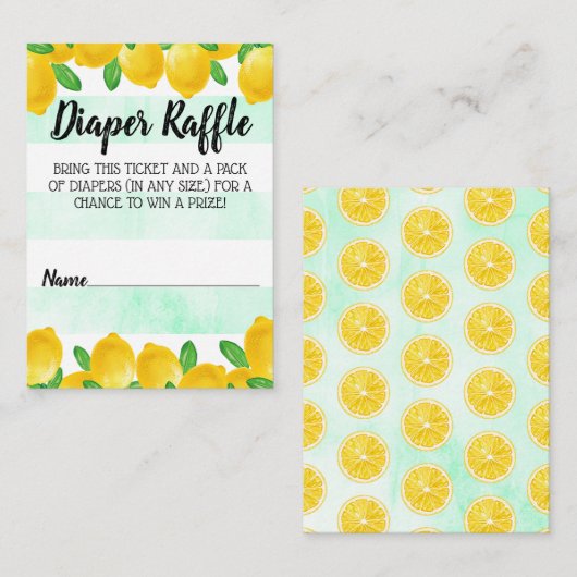 Wasserfarben Lemon Tree Babydusche Windelwindeln Begleitkarte (Vorne/Hinten)