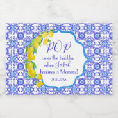 Wasserfarben Lemons Amalfi Babydusche Pop Bubbly Alkoholflaschenetikett (Einzelnes Label)