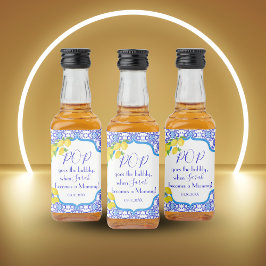 Wasserfarben Lemons Amalfi Babydusche Pop Bubbly Alkoholflaschenetikett