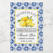 Wasserfarben Lemons Blauer Tile Limoncello Mini La Weinetikett (Einzelnes Label)