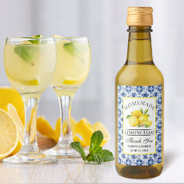 Wasserfarben Lemons Blauer Tile Limoncello Mini La Weinetikett
