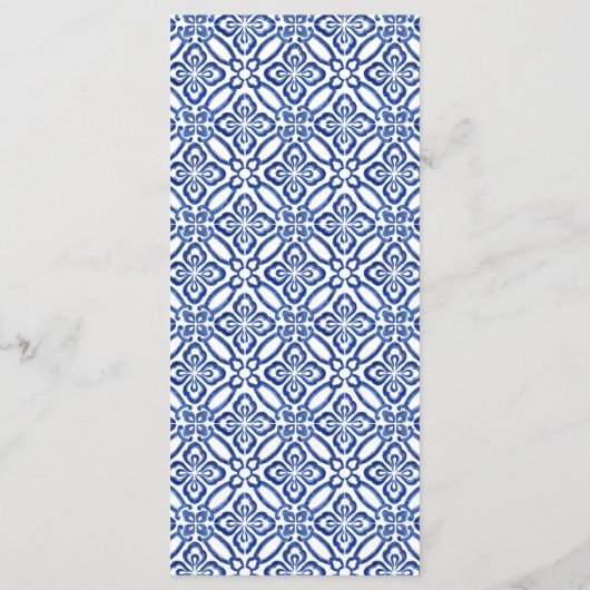 Wasserfarben Lemons Blue White Tiles Boy Baby Dusc Menükarte (Rückseite)