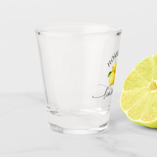 Wasserfarben Lemons Calligraphie Homemade Limoncel Schnapsglas (Links)