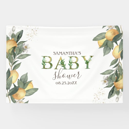 Wasserfarben Lemons Green Baby Dusche Banner (Horizontal)