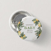 Wasserfarben Lemons Green Baby Dusche Button (Vorne & Hinten)
