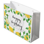 Wasserfarben Lemons Große Geschenktasche Geschenktüte (Vorderseite Schrägansicht)