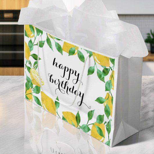 Wasserfarben Lemons Große Geschenktasche Geschenktüte