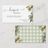 Wasserfarben Lemons Grüne Karierte Babydusche Begleitkarte (Vorne/Hinten)