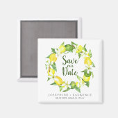 Wasserfarben Lemons Grünkranz Save the Date Magnet (Vorderseite/Rückseite)