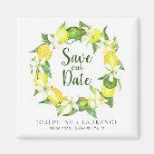 Wasserfarben Lemons Grünkranz Save the Date Magnet (Vorne)