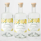 Wasserfarben Lemons Homemade Limoncello Alkoholflaschenetikett (Flaschen)