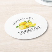 Wasserfarben Lemons Homemade Limoncello Runder Pappuntersetzer (Angewinkelt)