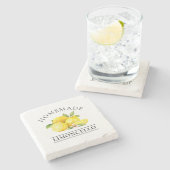 Wasserfarben Lemons Homemade Limoncello Steinuntersetzer (Seitenansicht)