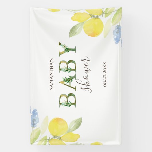 Wasserfarben Lemons Kinderdusche Banner (Vertikal)