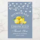 Wasserfarben Lemons Lights Dusty Blue Mini Flasche Weinetikett (Einzelnes Label)