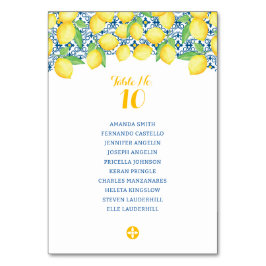 Wasserfarben Lemons Mediterrane Hochzeit Tischnummer