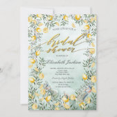 Wasserfarben Lemons Peacocks Grünes Brautparty Einladung (Vorderseite)