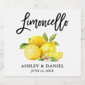 Wasserfarben Lemons Pinselschrift Limoncello Alkoholflaschenetikett (Einzelnes Label)