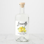 Wasserfarben Lemons Pinselschrift Limoncello Alkoholflaschenetikett (Vorderseite)