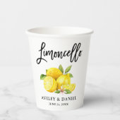 Wasserfarben Lemons Pinselschrift Limoncello Pappbecher (Vorderseite)