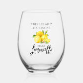 Wasserfarben Lemons Pinselschrift Limoncello Weinglas Ohne Stiel (Vorderseite)