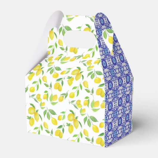 Wasserfarben Lemons Positano Amalfi Tile Bridal Sh Geschenkschachtel (Rückseite)