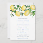 Wasserfarben Lemons Pulver Blue Accents Wedding Einladung (Vorderseite)