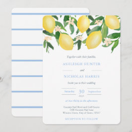 Wasserfarben Lemons Pulver Blue Accents Wedding Einladung