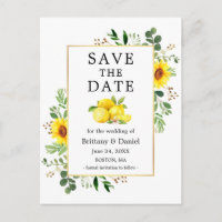 Wasserfarben Lemons Sonnenblumen Save the Date