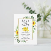 Wasserfarben Lemons Sonnenblumen Save the Date Postkarte (Stehend Vorderseite)