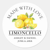 Wasserfarben Lemons Wedding Liebe Limoncello Runder Aufkleber (Vorderseite)